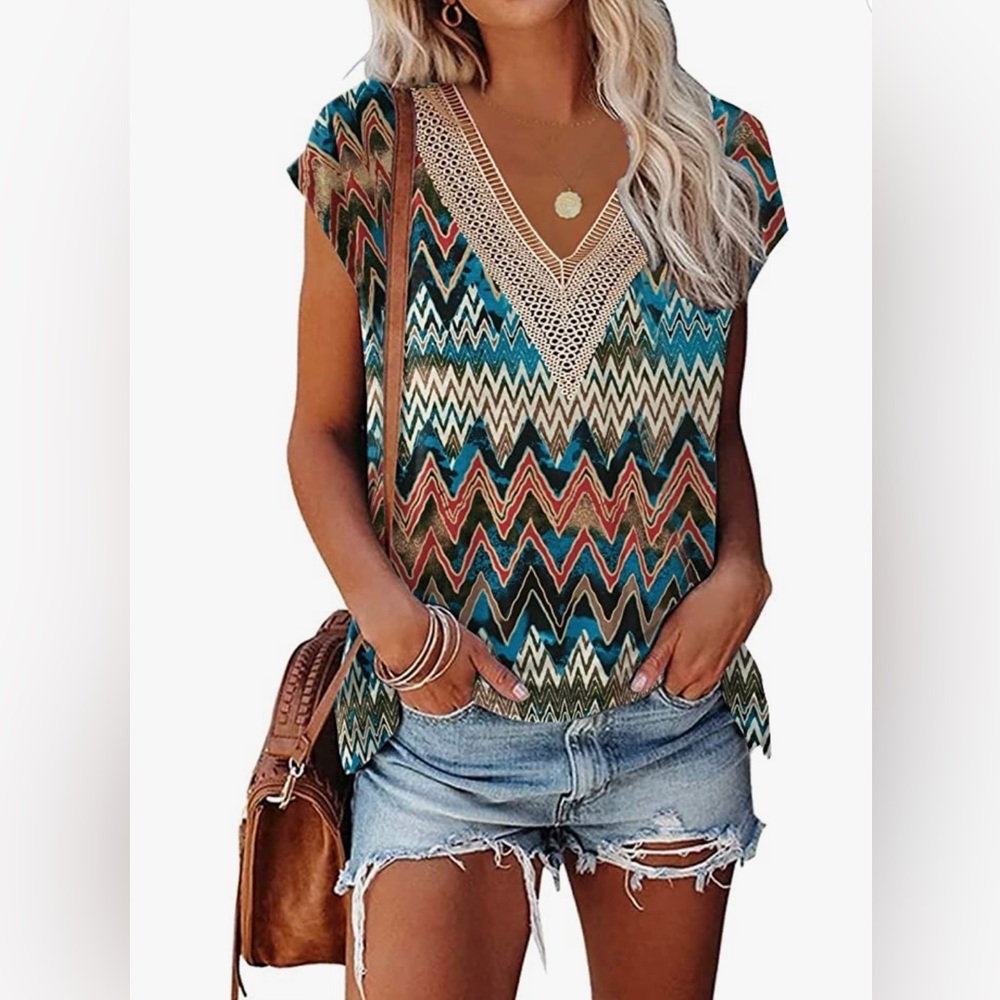 Ladies cap sleeve summer top☀️
